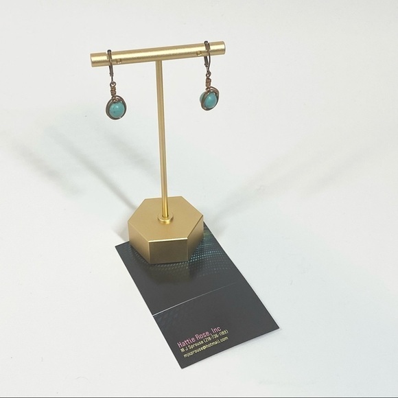 Handmade Turquoise Howlite Dangling Earrings - Picture 2 of 2